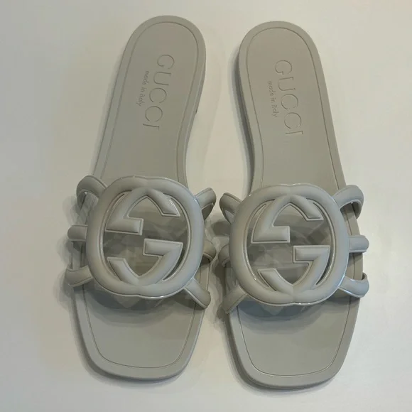 Gucci Shoes Gucci Womens Rubber Interlocking Slide Sandal